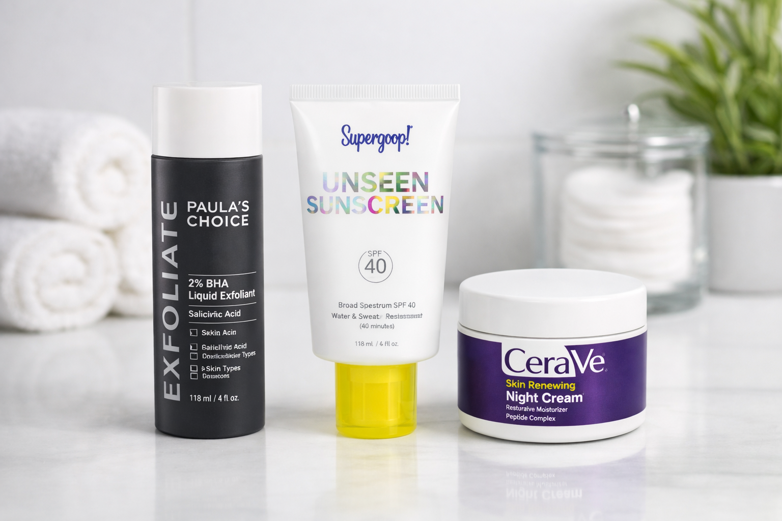 toner sunscreen and moisturizer